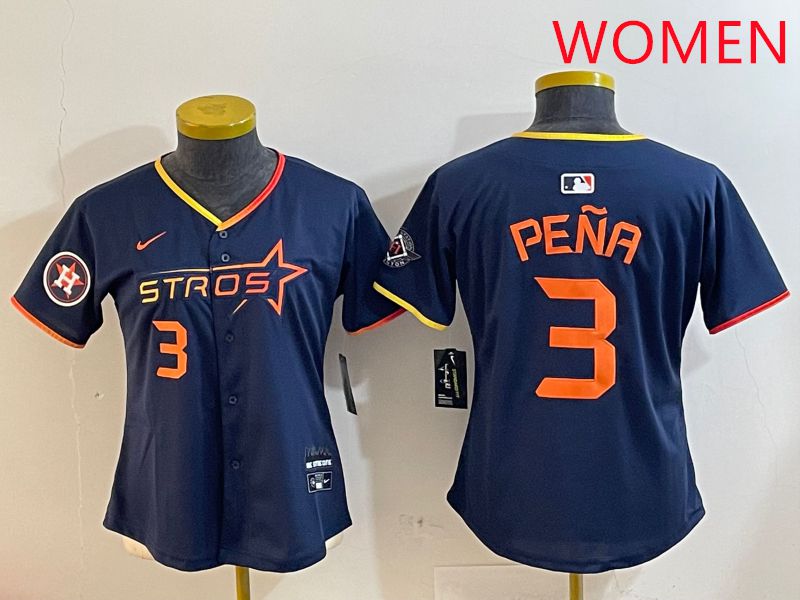Women Houston Astros #3 Pena Drak Blue Three generations Joint Name 2025 Nike MLB Jersey style 4107->women mlb jersey->Women Jersey